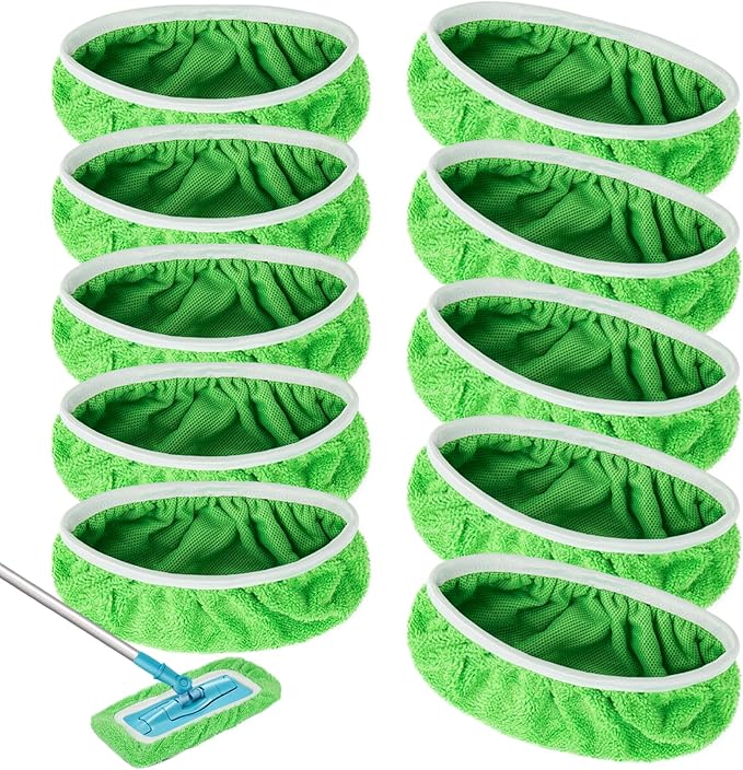 Unoutur Reusable Dry Sweeping Cloths Microfiber Wet Mop Pads Compatible with Swiffer Sweeper Mop Replacement Sweeping Mopping pad Refills for Hardwood Surface Floor Cleaning (10PCS)