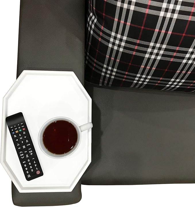 Side Tables Sofa Armrest Clip-On Table, Recliner Armchair Organizer Tray (White), Food Grade Plastic Material