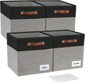 Bagnizer Collapsible Fabric Storage Cube Bins with 2 Reinforced PU Handles, Foldable Storage Organizer Baskets for Closet, Shelves, Living Room | 13"x13"x13", 4 Pack, Black & Gray