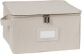 Covermates Keepsakes Zip-Top Storage Box Set, 3 Pack Heavy Duty Polyester Organizer Bins, Stackable Design, ID Window, Reinforced Handles, Closet Home Storage, Beige Heather