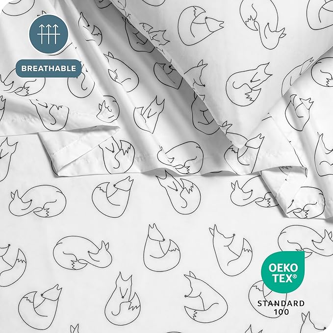 Bare Home Queen - Christmas Sheet Set - Luxury 1800 Ultra - Double Brushed Soft Microfiber - Deep Pockets - Easy Fit - 4 Piece Set - Holiday Bed Sheets (Queen, Feelin' Foxy)