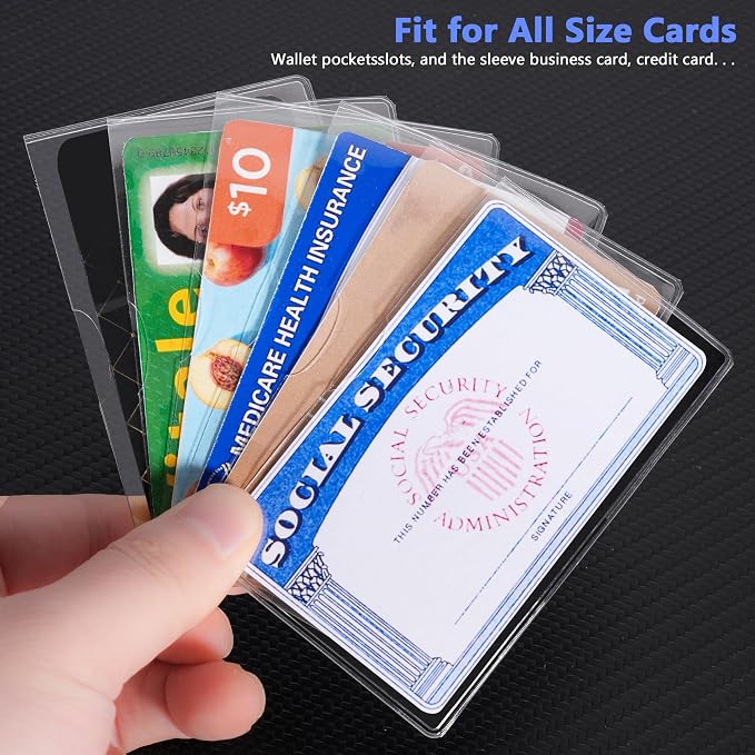 Social Security Card Protector, Clear Credit Card Sleeves, 10-Pack | Durable PVC Material, Clear & Easy to Read, Everyday Essential, Everyday Essential, 3.8 x 2.32 in