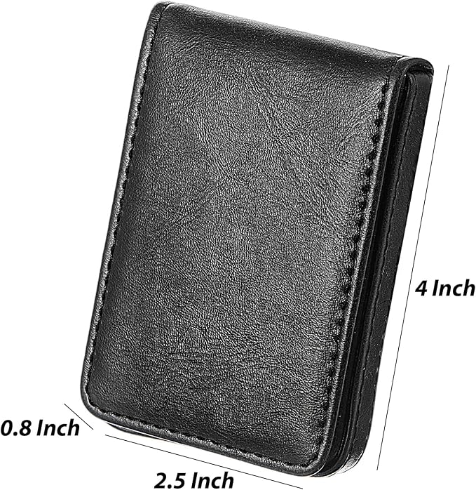 Outus 2 Pcs Business Card Holder, PU Leather Business Card Case Pocket Wallet with Magnetic Shut for Men Women(Black and Light Coffee,Classic)