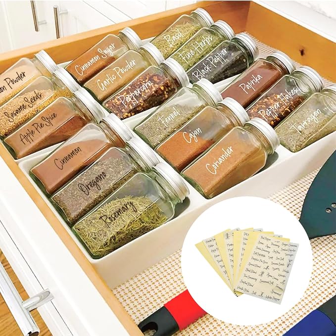 Lilaly 276 Pcs Spice Jars with Label Spice Labels Spice Jar Labels Spice Labels Stickers Pantry Labels Black& White Labels Clear Stickers