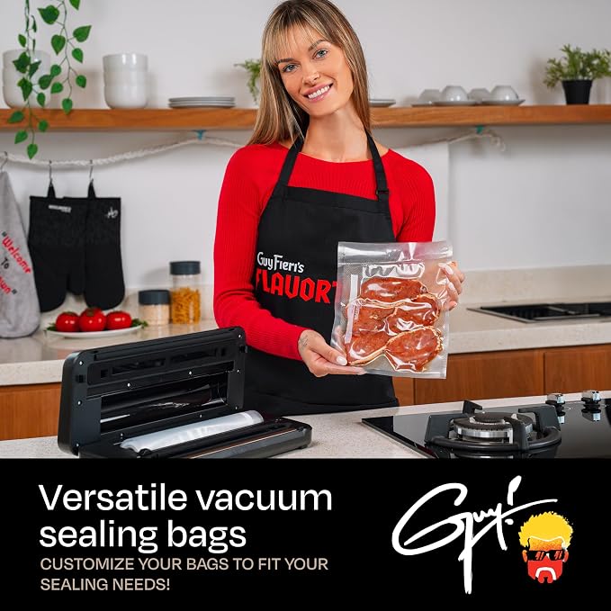 Guy Fieri's Flavortown 8" x 10" Vacuum Seal Quart Bags, 44-Count | BPA-Free, Freezer Safe, Locks in Flavor & Freshness, for Meal Prep & Preservation