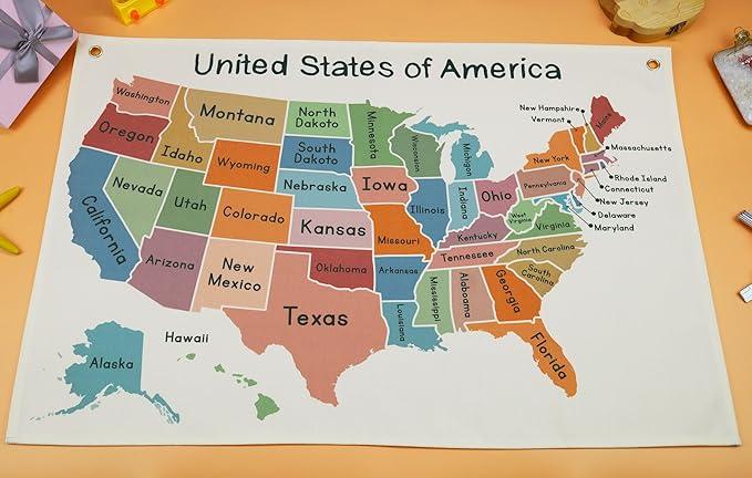 Classroom Wall Flag Decor-Teacher Gift-Inspirational Back to School Wall Banner Decor-Map Theme Education-Hanging Rectangular Canvas Banner for Classroom Teacher Office Reading Corner