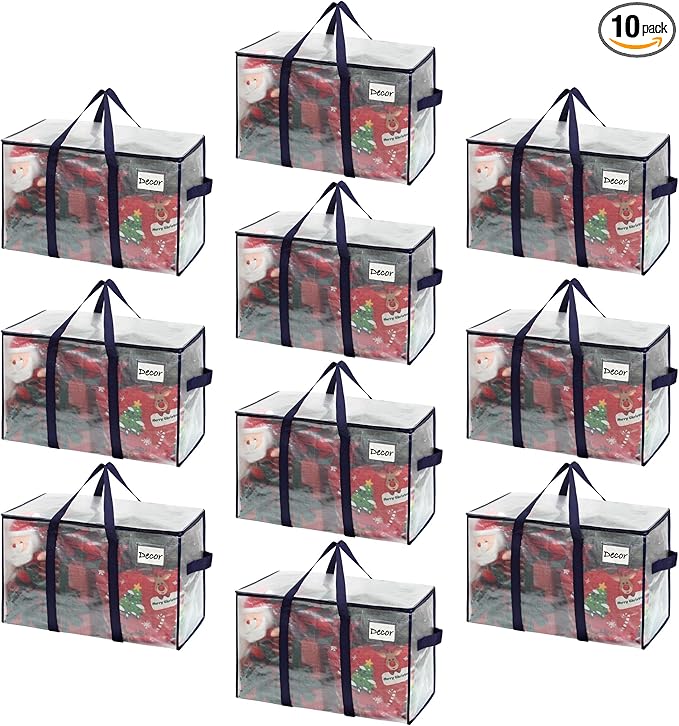 VENO 10 Pack Heavy Duty Moving Bags, Extra Large Storage Bags with Reinforced Handles & Strong Zippers, Foldable & Reusable Moving Box Alternative for Clothes & Dorm Storage