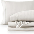 Bare Home Full Sheet Set - Luxury 1800 Ultra- Soft Double Brushed Microfiber - Deep Pockets - Easy Fit - 4 Piece Bedding Sheet Set (Full, Pinstripe - Stone/White)