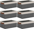GhvyenntteS Small Fabric Storage Bins with Handles 6 Pack, 11.8" x 7.87" x 5.11" Storage Baskets for Shelves, Baskets for Organizing Clothes Underwear Socks Hats DVDs (Grey/White)