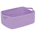 CubesLand Cute and Durable Small Cotton Rope Basket for Organizing | Woven Closet Storage Bin,Shelves Closet Storage Basket, Bathroom Storage Organizer Bin, Nursery Toy Basket Bin, Purple Basket