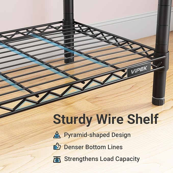 VIPEK L4 Clothes Rack L Shaped Garment Rack for Corner, 810lbs Heavy Duty Portable Closet Metal Clothing Rack, Adjustable Shelving/Sturdy Hanging Rods/Side Hooks, Black