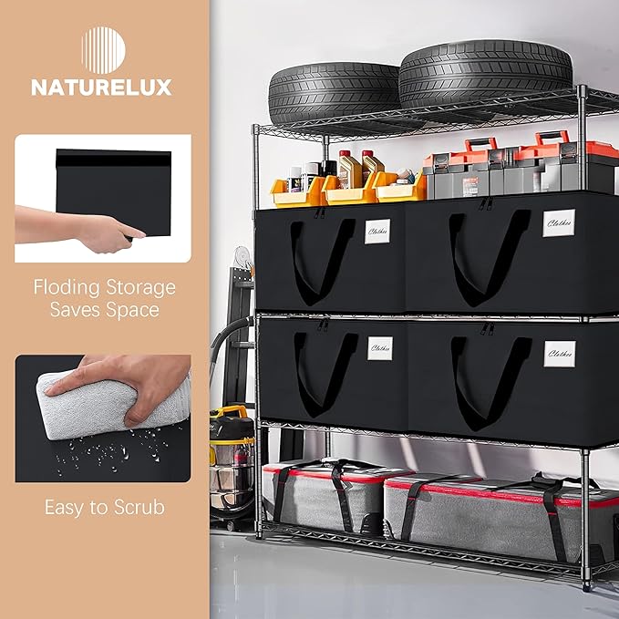 NATURELUX Heavy Duty Moving Bags and Moving Boxes - Extra Large Packing Bags and Storage Totes, Collapsible and Foldable Option for Moving and Storage, Multicolored, 93 L - 18 Pack