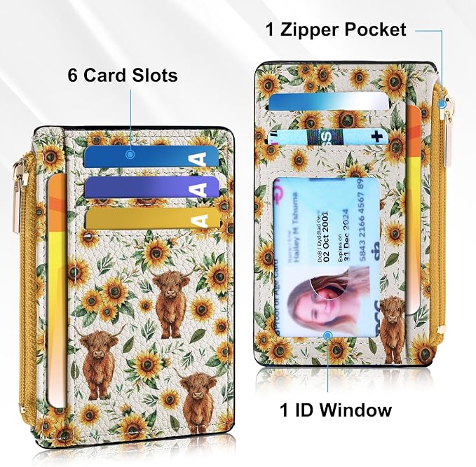 Tipmile Womens Credit Card Holder Wallet, Small Slim RFID Blocking Sleeve | Mini Tiny Cute ID Case, Minimalist Zipper Pocket Wallet, Thin Coin Purse, Mothers Gift