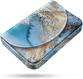 Business Card Holder，PU Leather Business Card Case Color Printing Pattern Card Holder Wallet，Pockets Magnetic Credit Card Holders for Men and Women，Blue Marble