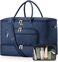 Travel Duffle Bag, Wide Open Large Weekender Bag for Women with Shoe Compartment, Carry on Overnight Bags with Toiletry Bag, Hospital Bag for Women Labor Delivery with Wet Pocket (Navy)