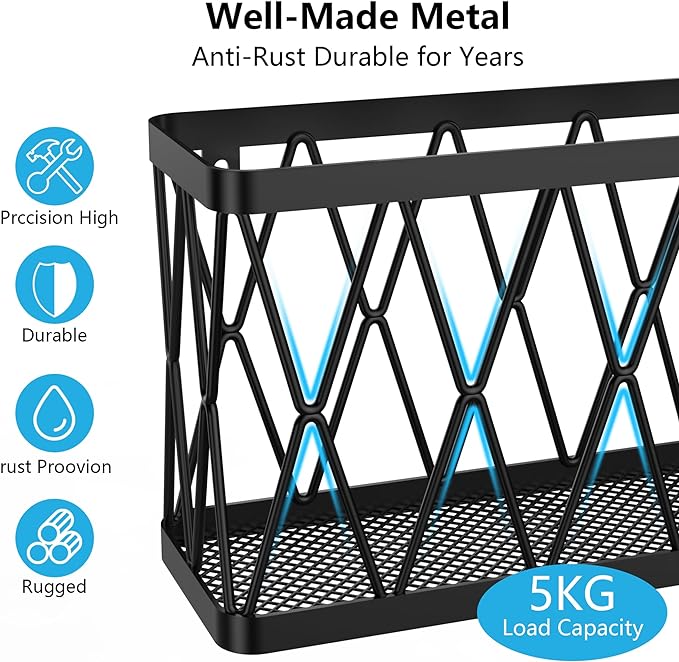 YIGII Adhesive Cabinet Door Organizer with Tumbler Lid Organizer, Wall Mounted Lid Organizers Inside Cabinet for Tupperware Storage, Slim Space Kitchen Basket for Pantry, Under Sink