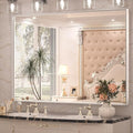 Keonjinn 48 x 36 Inch Silver Bathroom Mirror for Over Sink Large Rectangle Wall Mirror Brushed Metal Framed Square Corner Vanity Mirror Wall Mounted Rectangular Farmhouse Mirror(Horizontal/Vertical)