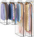 Liuoud Clear Garment Bag for Hanging Clothes 10” Gusseted, 40&60” Suit Bags for Open Closet Storage Plastic Clothes Cover for Coat, Dress, Shirts, Fur, Jacket, Wardrobe Protectors, 4 Pack