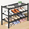 Smiry Bamboo Shoe Rack for Closet, 3 Tier Wooden Shoe Organizer, Stackable Wood Shoe Storage Shelf for Entryway, 14 Vertical Slats, One-piece Heavy-Duty Legs, 26.77"x11.02"x18.31", Black