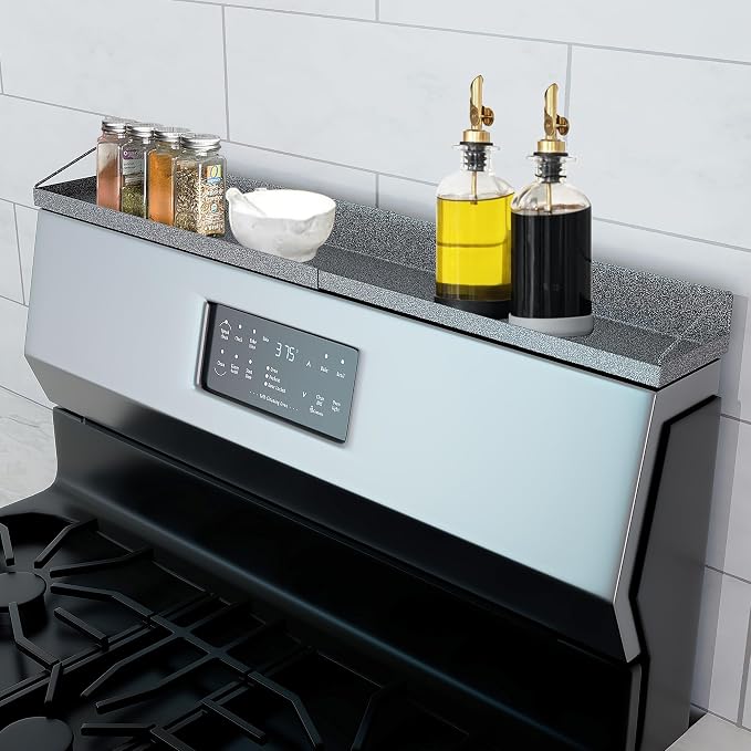 Magnetic Over the Stove Shelf, Extendable（16" to 30" ）Steel Spice Rack Shelf, Above Oven Storage Organizer, Stove Top Shelf for Kitchen Range, Back of Stove & Floating Shelves for Bathroom - Gray