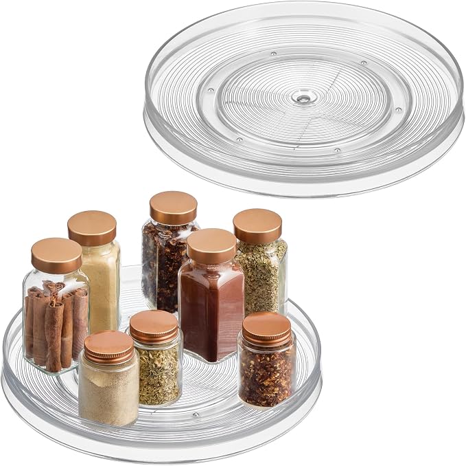 iDesign 11-Inch Round Lazy Susan Organizer for Kitchen or Pantry Storage - 2 Count - Clear (Pack of 8)