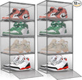 12 Pack Large Shoe Organizers Storage Boxes for Closet Clear Plastic Stackable Shoe Box Storage Bins with Lids, Under Bed Shoe Containers for Entryway, Size 12 Gray