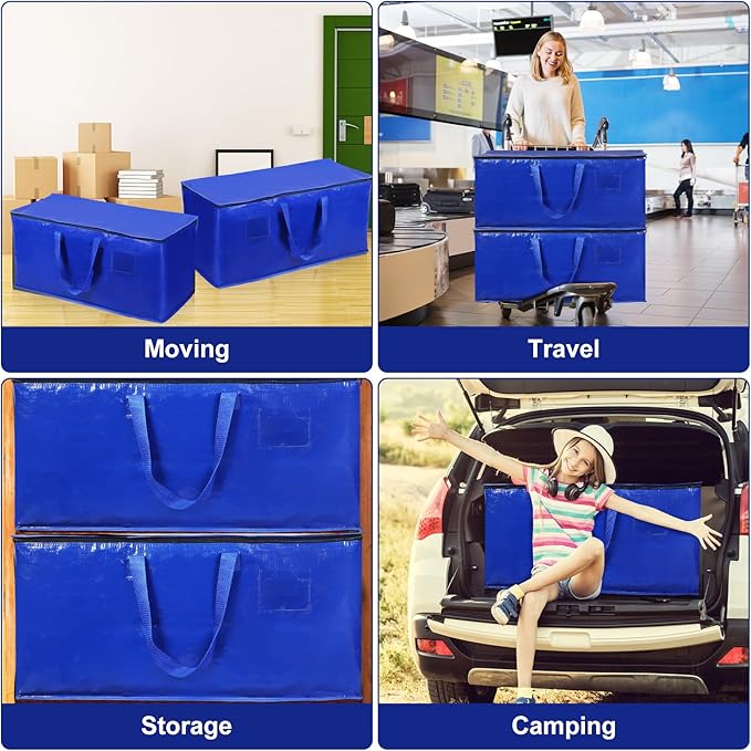 Abbylike 16 Pcs Extra Large Moving Bags with Handles and Zippers Heavy Duty Packing Bags for College Moving Foldable Space Saving Fold Flat Waterproof Packing Bags for Storage Traveling