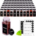 Churboro 66 Spice Jars with 547 Labels- Glass Spice Jars with Black Metal Caps, 4oz Empty Spice Containers with Shaker Lids, Funnel, Chalk Pen, Square Seasoning Bottles for Spice Rack, Drawer, Cabinet