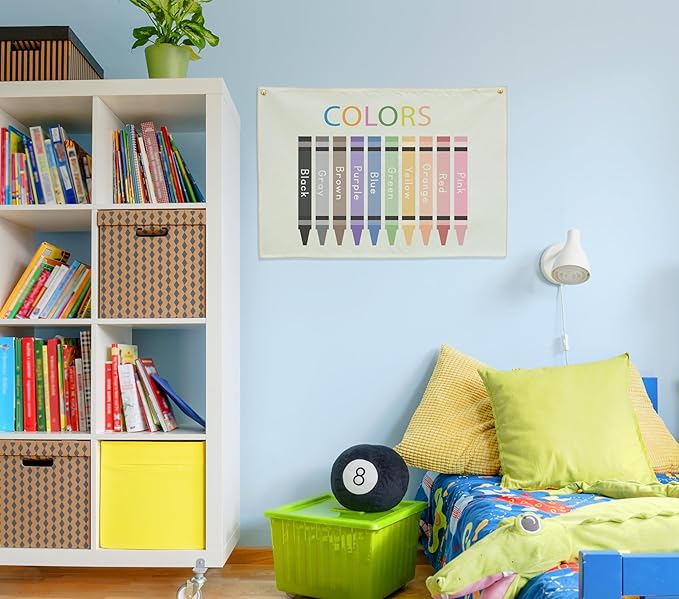 Classroom Wall Banner Decor-Teacher Gift-Inspirational Back to School Wall Art Flag Decor-Colors-Hanging Canvas Banner for Classroom Reading Corner Homeschool Teacher Office Reading Corner
