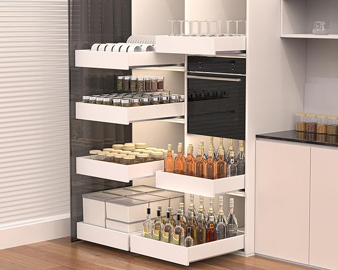 MyLifeUNIT Wooden Pull Out Drawers for Cabinets, 20"W Fully Assembled Pull-Out Cabinet Organizer Shelves, Soft Close Slide Out Drawer for Kitchen Cabinet