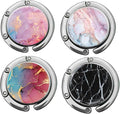 Bosketo Foldable Purse Hook Womens Bag Table Hanger Collection Desk Hooks for Purse (4pack Pretty Marble Hook)