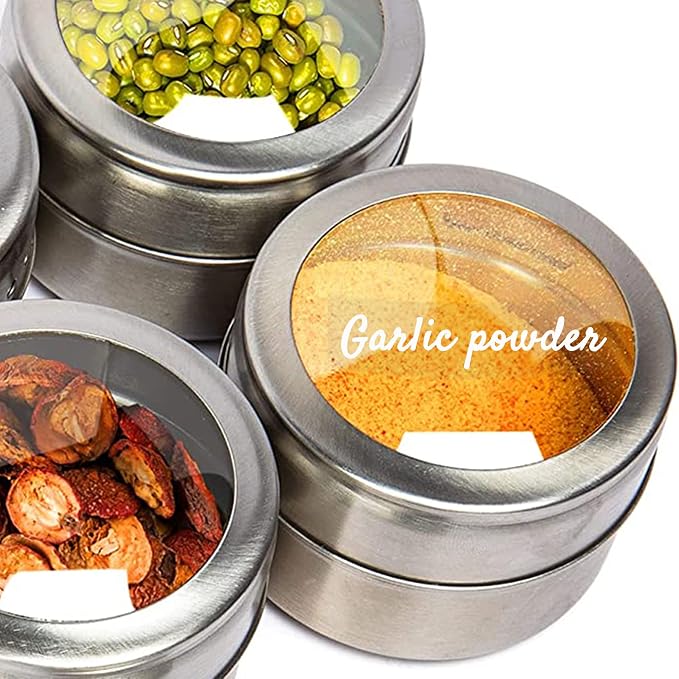 Mintitude Clear Spice Jar Labels, Preprinted Waterproof Small Stickers for Organizing Kitchen and Pantry Herbs/Seasoning with White Text (Spice)
