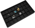 The Display Guys - Stackable Jewelry Tray and Organizer - for Drawers, Dressers, Store Display (32 Compartments, Black Burlap)