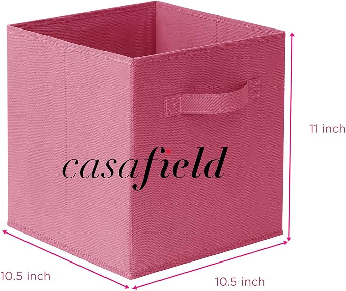 Casafield Set of 6 Collapsible Fabric Cube Storage Bins, Hot Pink - 11" Foldable Cloth Baskets for Shelves, Cubby Organizers & More