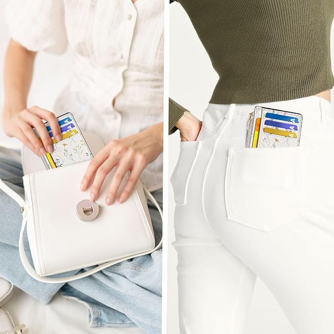 Tipmile Womens Credit Card Holder Wallet, Small Slim RFID Blocking Sleeve | Mini Tiny Cute ID Case, Minimalist Zipper Pocket Wallet, Thin Coin Purse, Mothers Gift