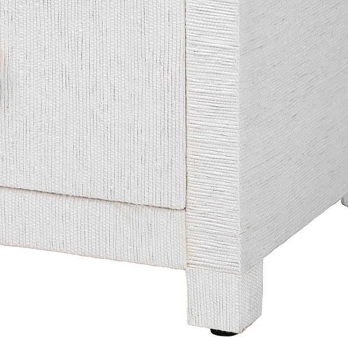 Bali & pari Xavier Grasscloth Tall Storage Cabinet - Woven Accent Displaying Tower Bookcase with Open Shelves and Drawers, Space-Saving Organizer for Living Room, Bedroom, or Entryway