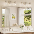 TETOTE 60 x 36 Inch Brushed Nickel Bathroom Mirror for Vanity Metal Framed Mirror Modern Farmhouse for Living Room Entryway(Horizontal/Vertical)