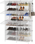 AWTATOS 8 Tiers Shoe Rack Organizer, 32 Pair Shoe Storage Cabinet, Clear | DIY Stackbale Plastic Shoe Organizer Shelves for Closet Entryway Hallway Bedroom