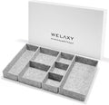 Welaxy Deluxe drawer organizers multi-purpose storage box junk bins for office home bathroom nightstand holder quiet luxury gifts idea 7-piece Style B (Gray)