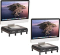 Mind Reader Monitor Stand, 3 Storage Drawers, Desktop Organizer, Riser, Office, 13.5"L x 13"W x 4"H, Set of 2, Black
