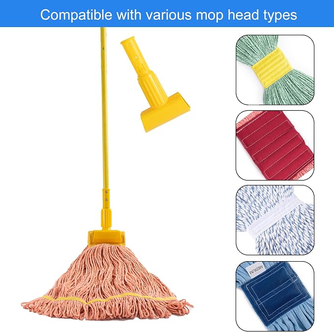Matthew 2Pcs Commercial Mop Head Clamps Mop Clip Mop Handle Part,Quick Change Head Mop Handle,Detachable mop Head clamp Wax Mop Plastic Color Separation (Yellow)