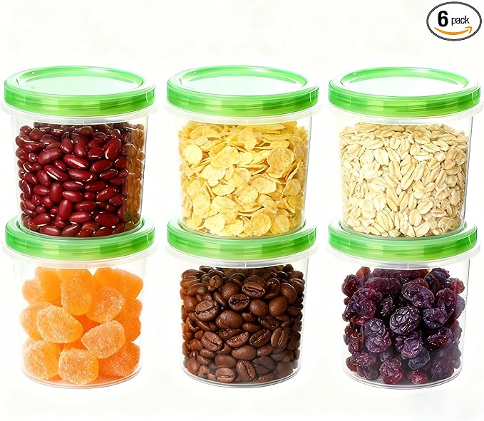 Airtight Food Storage Containers, 6 Pack 32 Oz, Leakproof, BPA-Free, Stackable Kitchen & Pantry Organizers for Dry Food, Meal Prep, Snacks, Leftovers, Microwave, Dishwasher and Freezer Safe