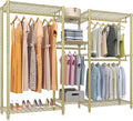 VIPEK Classic V6 Wire Garment Rack Heavy Duty Clothes Rack with 7 Adjustable Shelves & 4 Hanging Rods, Compact DIY Metal Clothing Racks 68.9" L x 15.7" W x 76.4" H, Max Load 840LBS, Gold