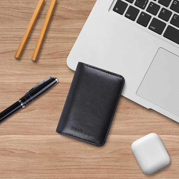 Wisdompro Business Card Holder, 2-Sided Folio Name Card Case | PU Leather Credit Card Holder Wallet with Magnetic Shut, Ultra Slim and Thin, for Business Cards & ID Cards, Men and Women
