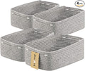 MiniArk Small Storage Baskets for Organizing | Closet Organizer Bins | Shelf Toy Basket | Woven Rope Baskets | Cube Decorative Box | Shallow Basket | 13x8.5x5.1” | 4 Packs Mixed Grey