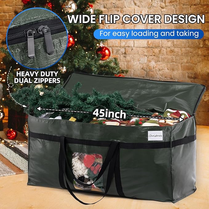 TAILI 69 Gallon Extra Large Storage Bags, XXL Green Heavy Duty Moving Bags For Storage with Visible Window, Wrap Around Handles, Totes for Space Saving, Alternative to Moving Boxes