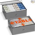 XXXXL 125L Under Bed Storage, Storage Containers with Support & Clear Lid, Support Frame, Underbed Storage Bins for Clothes, Shoes, Blankets, and Toys 2 pack