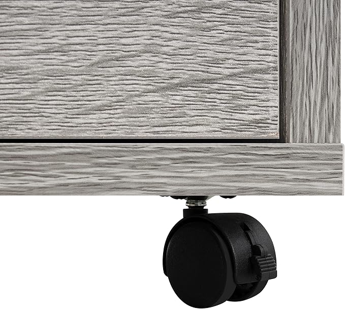 Naomi Home 5-Drawer Rolling Chest, Grey, Smart Storage with Metal Slide Glides & Smooth Wheels, Compact Space-Saver, Easy Assembly, Durable Engineered Wood