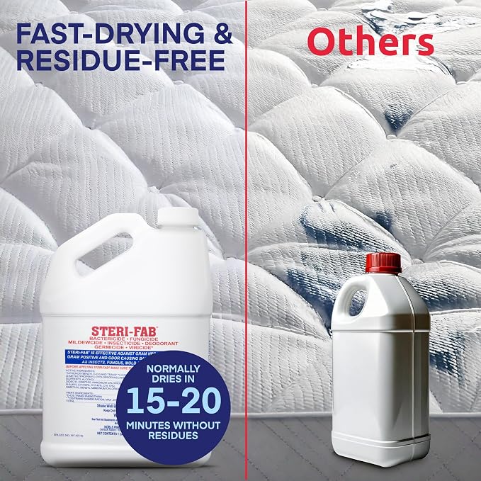 Steri-fab All-in-One Disinfectant & Insecticide Spray, 1 Gallon Jug | Kills Bed Bugs, Fleas, Mites, Roaches, Viruses, Fungi, & Odors, Quick-Drying, Non-Residual