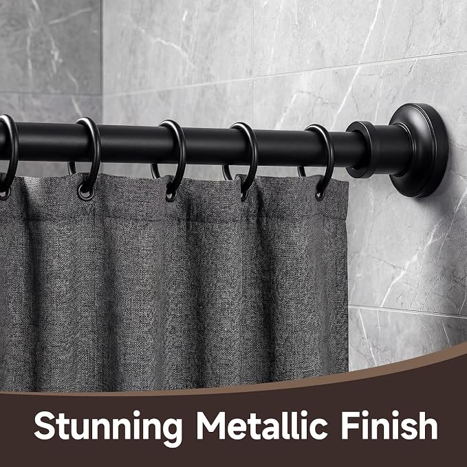 BRIOFOX Black Tension Curtain Rod 24 to 78 Inch(2-6.5ft) - Spring Tension Shower Curtain Rod, No Drilling Tension Rod for Curtains Windows Closet Kitchen